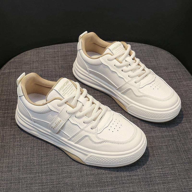2025 little white shoes women's versatile thick-soled heightening lace-up board shoes Korean version fashion student sports and leisure shoes