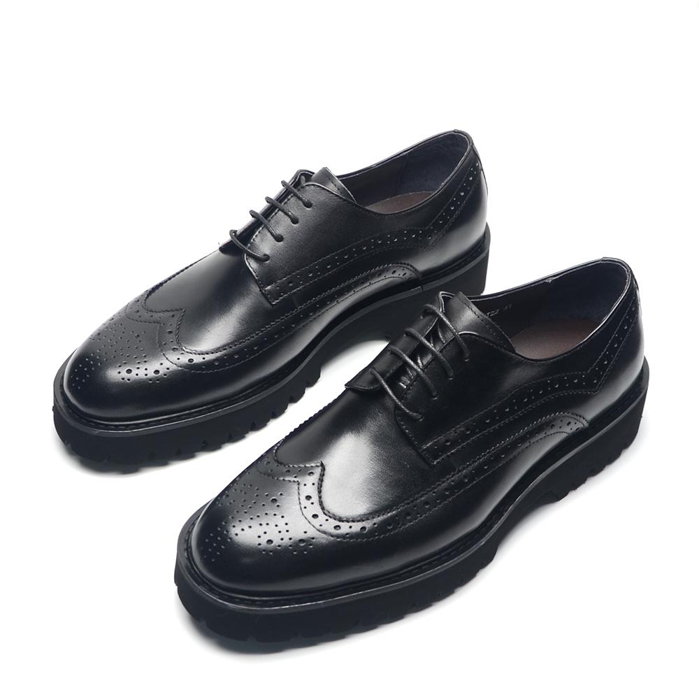Pánské společenské boty Derby s měkkou masivní podrážkou, z pravé kůže, styl Brogue Wingtip Oxford, neformální business, boty pro zvýšení postavy, moderní muž
