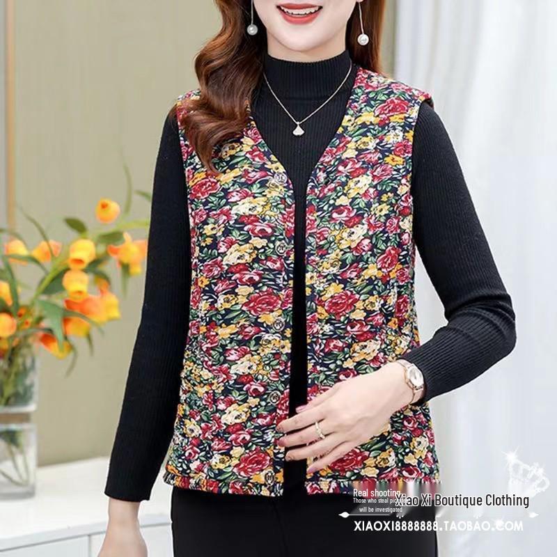 Camel Down Cotton Vest for Women - Autumn & Winter Versatile Shoulder Warmer for Middle-aged & Elderly Moms