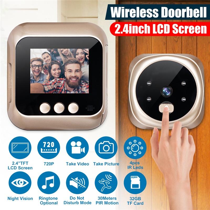 Smart Video Doorbell HD720P Night Vision PIR Motion Detection 2.4 display for home New Door bell with Camera LED
