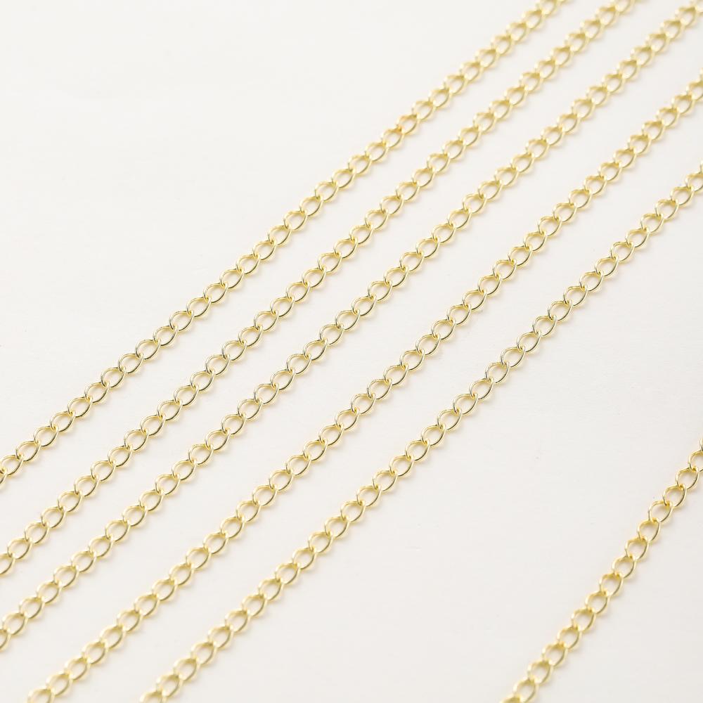 1Meter/roll 14K Gold Plated Round Neckace Bulk Extender Chain Bracelet Pendant Tail Chain For DIY Jewelry Making Accessories