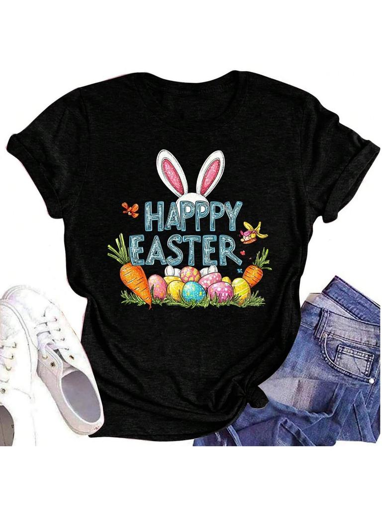 Arcane Happy Easter Cartoon Print Wounisex's T-Shirt Short Sleeve O-Neck Casual Daily Wear 2025 Wounisex T-Shirt Summer Ropa Mujer