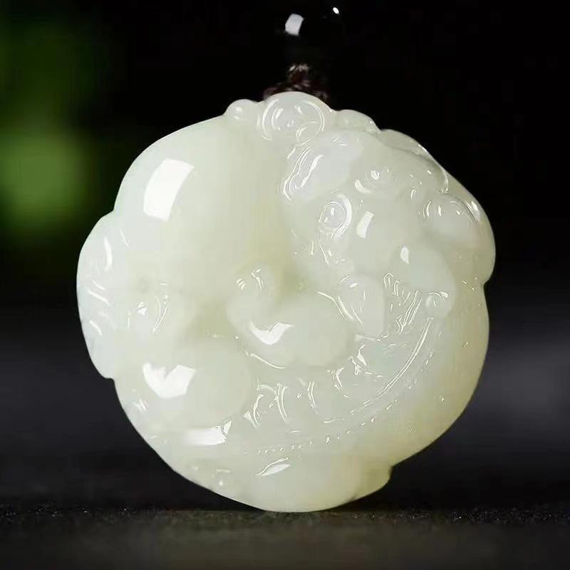 Afghanistan White Jade Pixiu Pendant for Men and Women