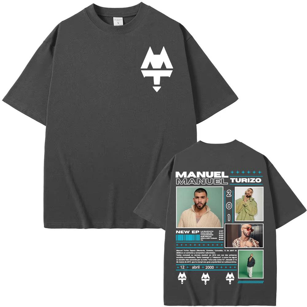 Rapper Manuel Turizo 201 World Tour 2025 Merch T Shirt Men's Clothing Harajuku Hip Hop Punk T-shirts Cotton Casual Loose T-shirt