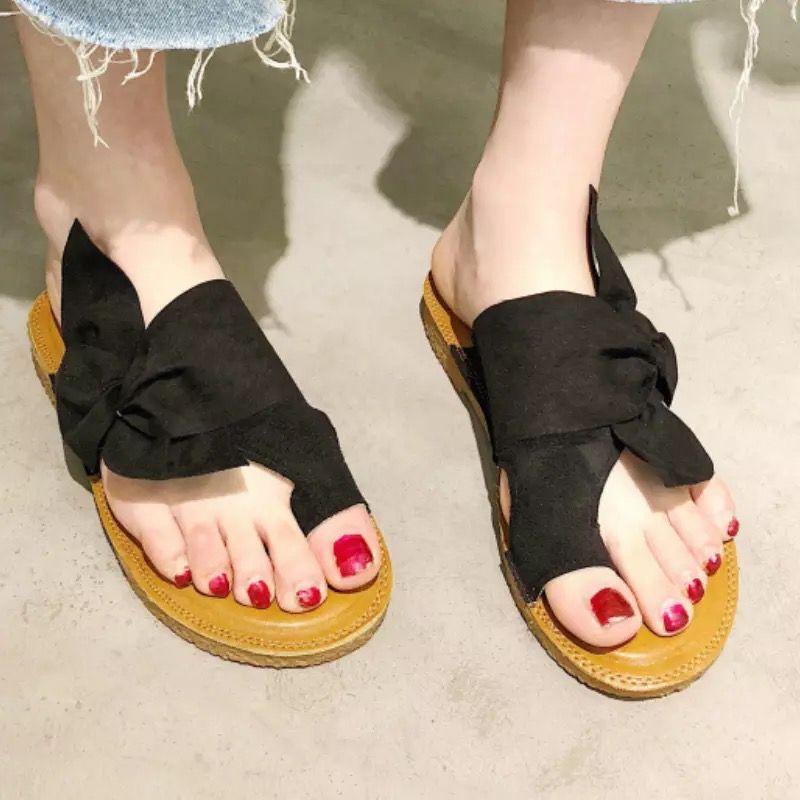 Summer Flat-bottomed Bow Women's Shoes Summer New Fashion To Wear Seaside Beach Cool Slippers