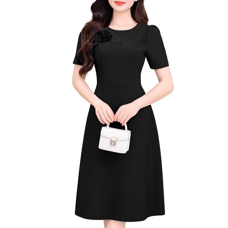 

ZANZEA Жіноча повсякденна літня сукня з коротким рукавом і круглим вирізом S чорний