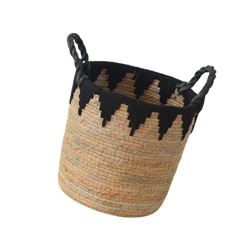 Elegancki tkany kosz z bawełnianego sznurka, przestronny kosz na rośliny, uchwyt na rośliny z uchwytami, idealny do każdego wnętrza