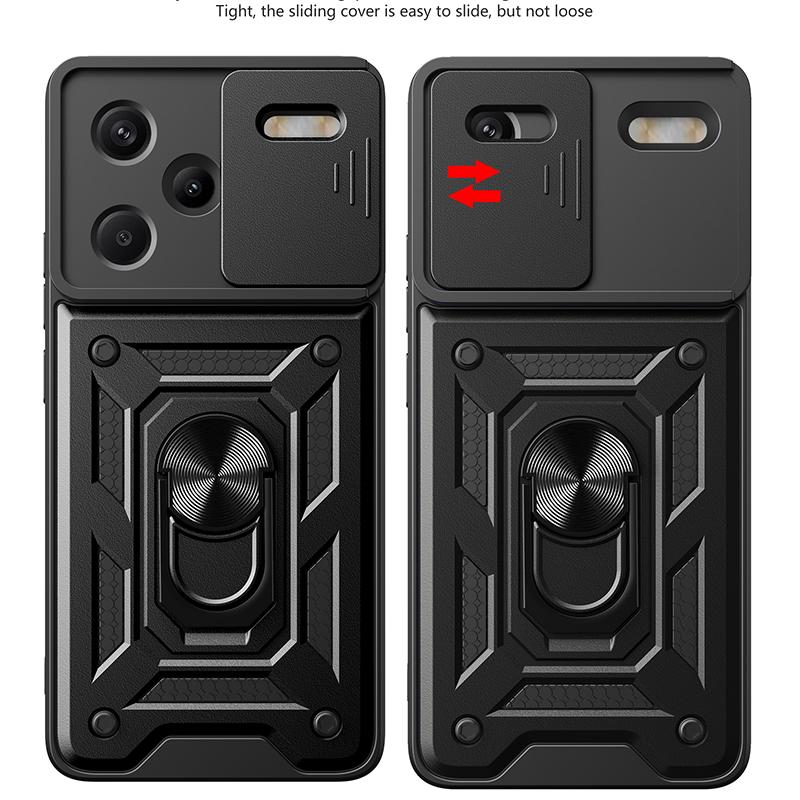 For Xiaomi Redmi Note 13 Pro + Case Redmi Note 13 pro Plus Magnetic Ring Holder Armor Phone Case Slide Camera Protect Back Cover