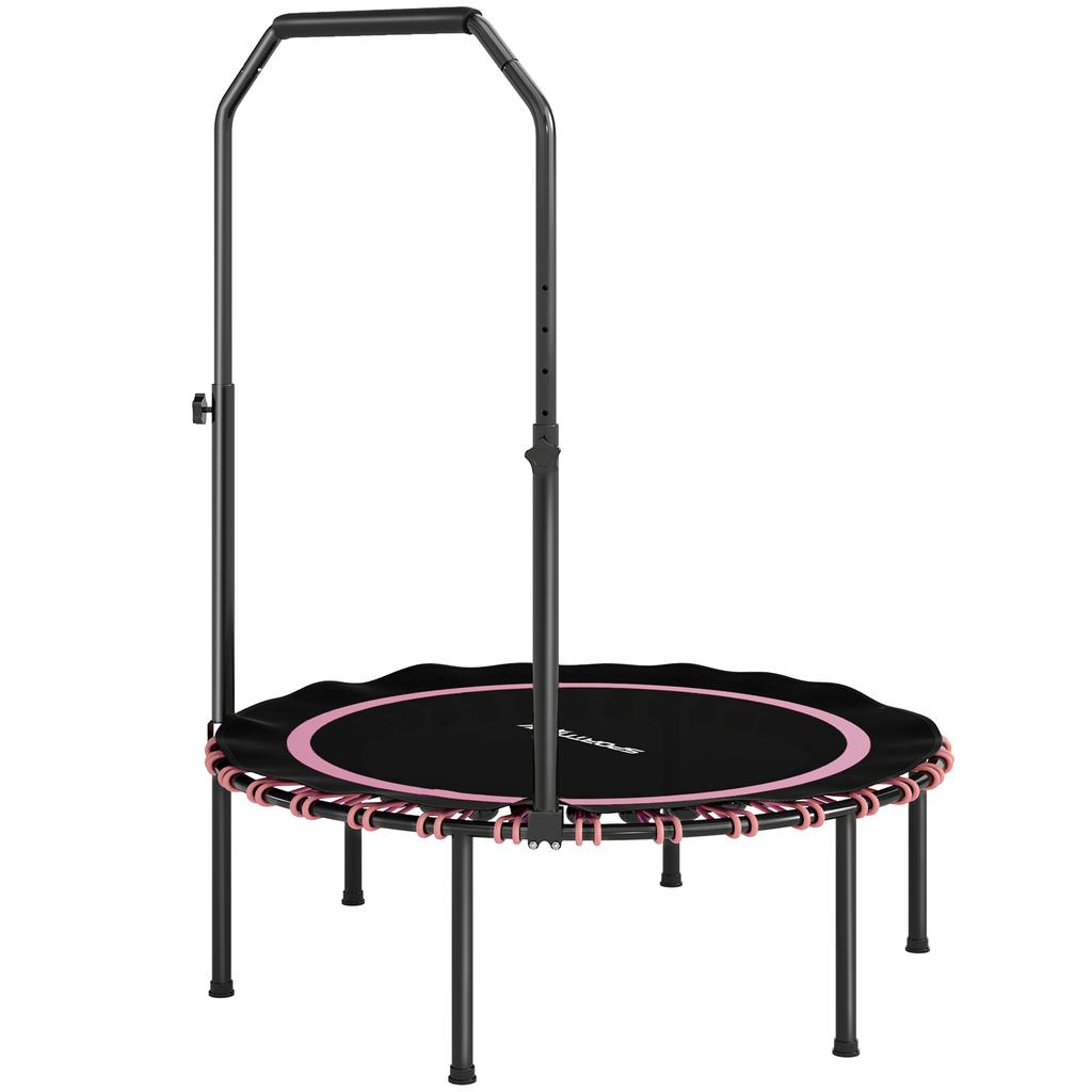 40" Foldable Fitness Trampoline Rebounder with Handle, Pink