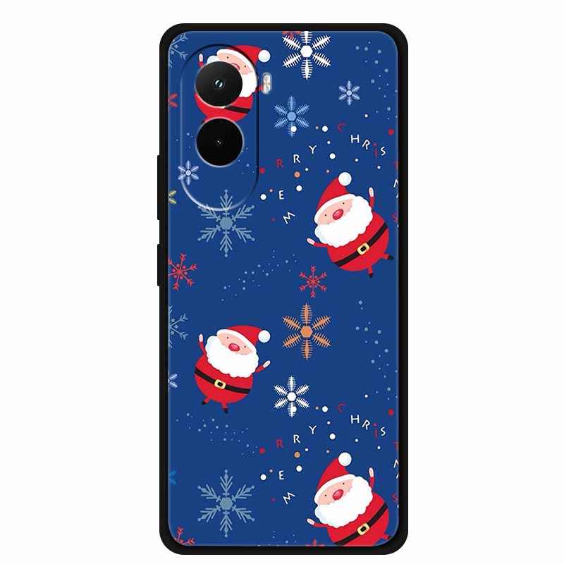 Christmas Phone Case For Poco M7 4G Case Christmas Tree Black Silicone Bumper For Xiaomi Poco M7 4G Cover PocoM7 Cartoon Coque