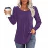 Women Long Sleeve Ribbed Knit Top Crew Neck Puff Shoulder Casual Loose Fall Blouse Shirt
