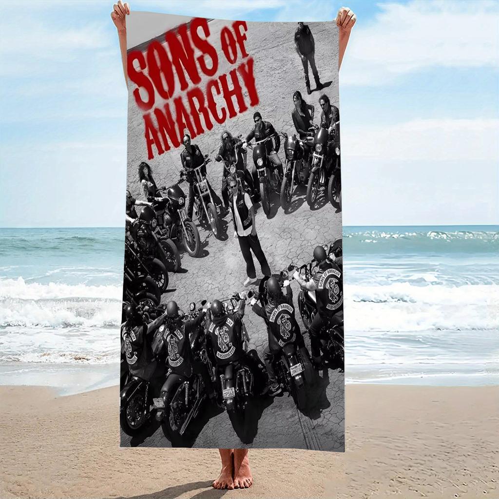 S-Sons of Anarchy SA Beach Towel Microfiber Quick Dry Motorcycle Drama Bath Towel For Pool Beach Travel Biker Series Fans Gift