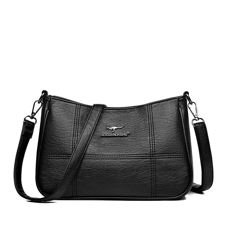 Nová dámská taška přes rameno, měkká kožená textura malá čtvercová taška, velkokapacitní taška přes tělo, módní a jednoduchá střední taška pro maminky