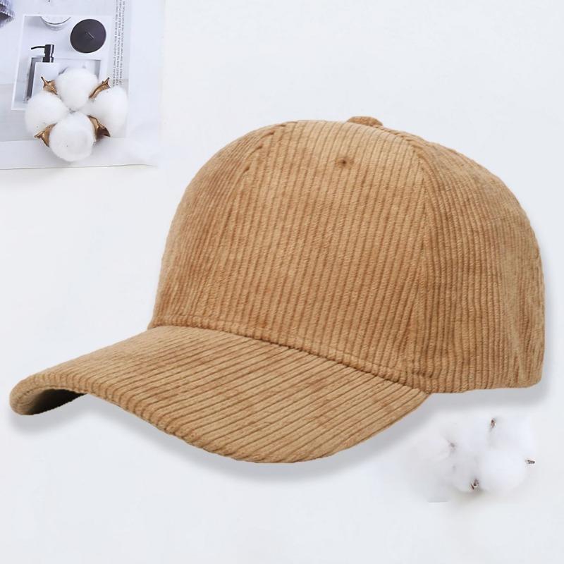 Corduroy baseball cap embroidery autumn and winter outdoor sunshade sun protection peaked cap men's work cap