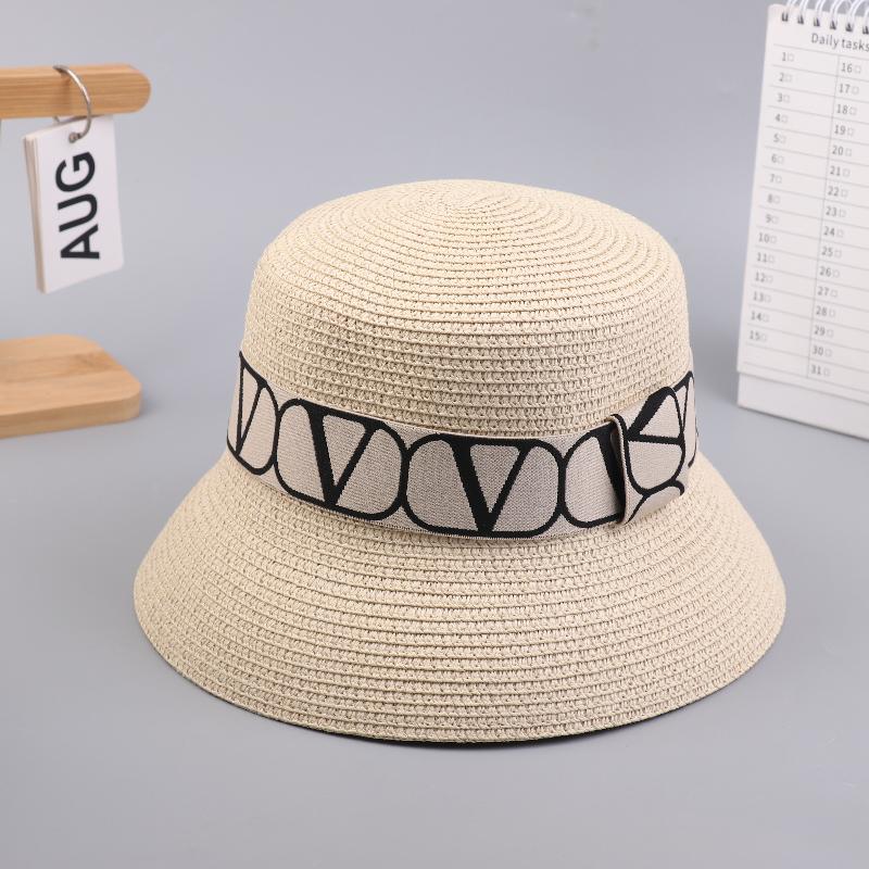 

Трендовые буквы Плетеная рыбацкая женская Простая соломенная шляпа Солнцезащитные шляпы Для путешествий на открытом воздухе Пляжная панама Шляпы-ведра для женщин бежевый