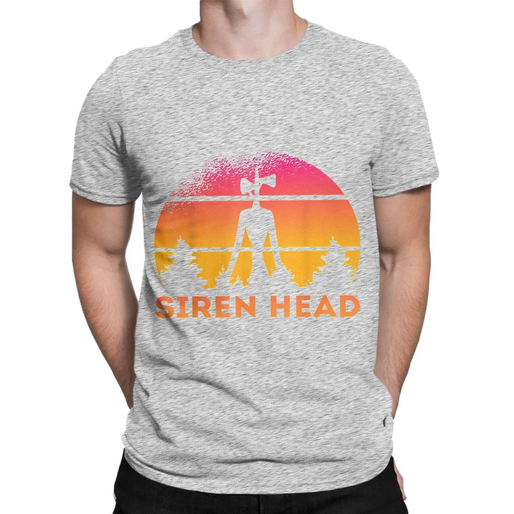 Siren Head sunset retro Novelty 100 Cotton TShirt Siren Head Tees Tops For Unisex