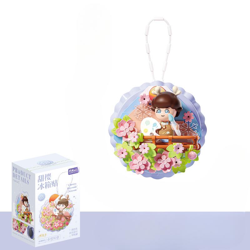 

Милая Сакура Магнит на холодильник Креативный кулон Украшение Микрочастицы Собранная игрушка Девочки Подарок на праздник 11*6.7*4cm