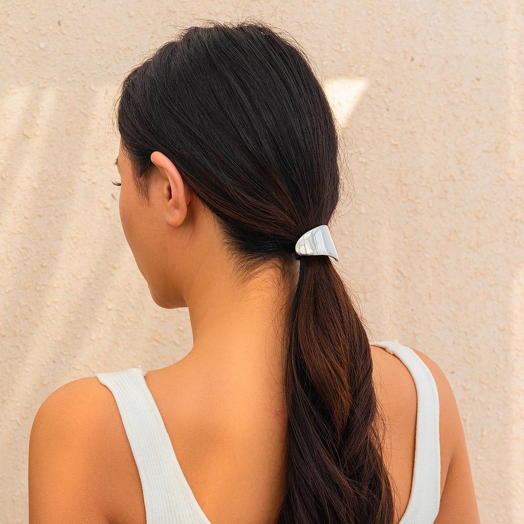 Personalized alloy smooth elastic hair band female, versatile cold wind geometric square headdress hair accessories