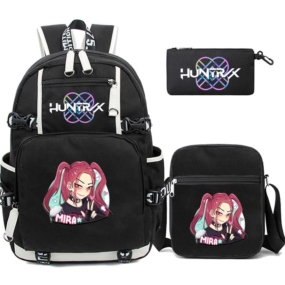 3Pcs/set K-pop Printed Backpack with Pengcil Case Shoulder Bag for Teenager Girl Boy Bookbag Large Capacity Waterproof Travel Bag Kid Gift Mochila