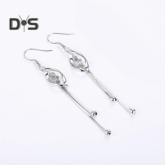 1 Pair Women Hanging Earrings Long Tassel Exaggerated Hollow Out Flower Lightweight Anti-slip Ear Jewelry Lady Prom Cocktail Party Dating Dangle