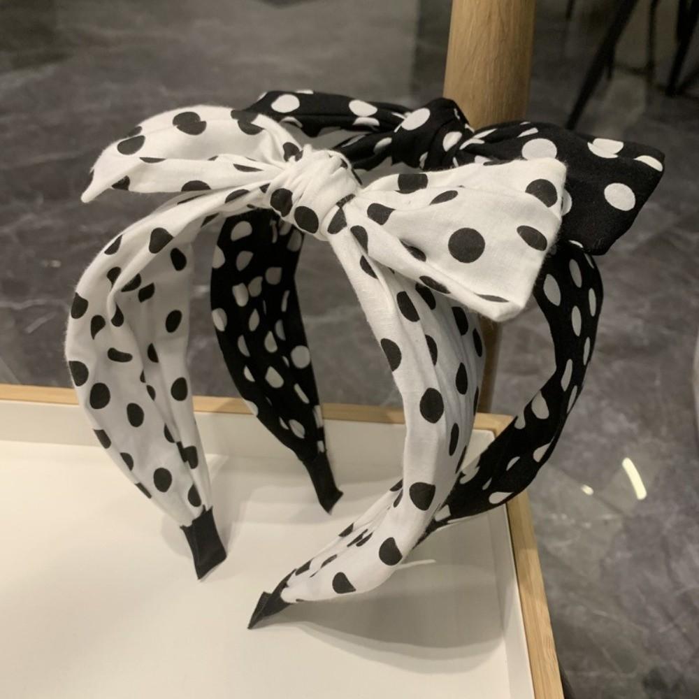 Dot Point Bowknot Hairband Wide Hair Hoop Trend Headband  Women's