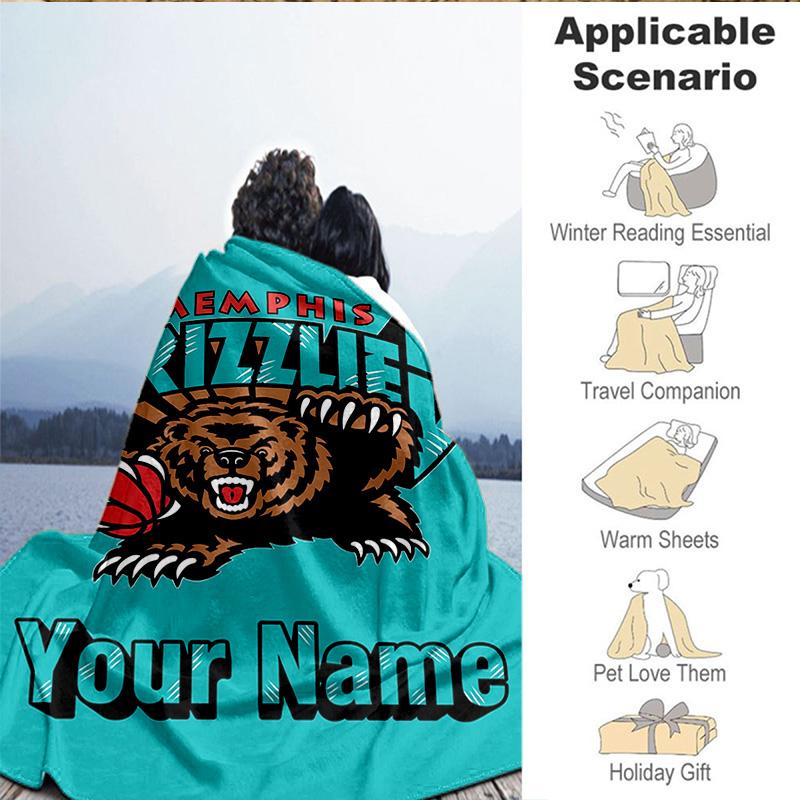 1PC Custom Name Blanket Grizzly Marks Logo Design Flannel blankets Patterns Throw Blanket All-Season Soft Gift for Couch, Bed, Camping, Birthday gifts