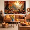 2D planar single-panel autumn welcome banner - The lively autumn theme features two squirrels and colorful leaves