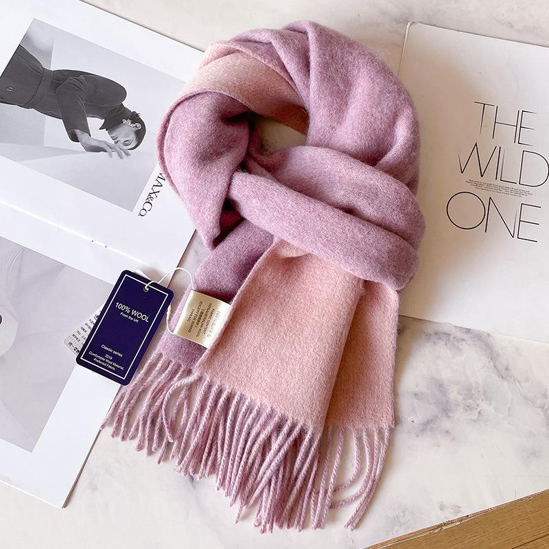 100 pure wool scarves for men's autumn and winter gray double-sided high-end gift boyfriend men's cashmere shawl