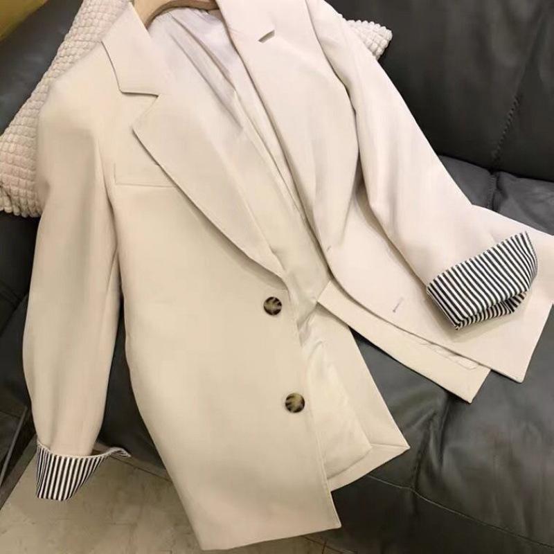 Casual Blazer Women's New Korean Style Spring and Autumn Loose Women's Khaki Small Suit Women's Black Autumn and Winter