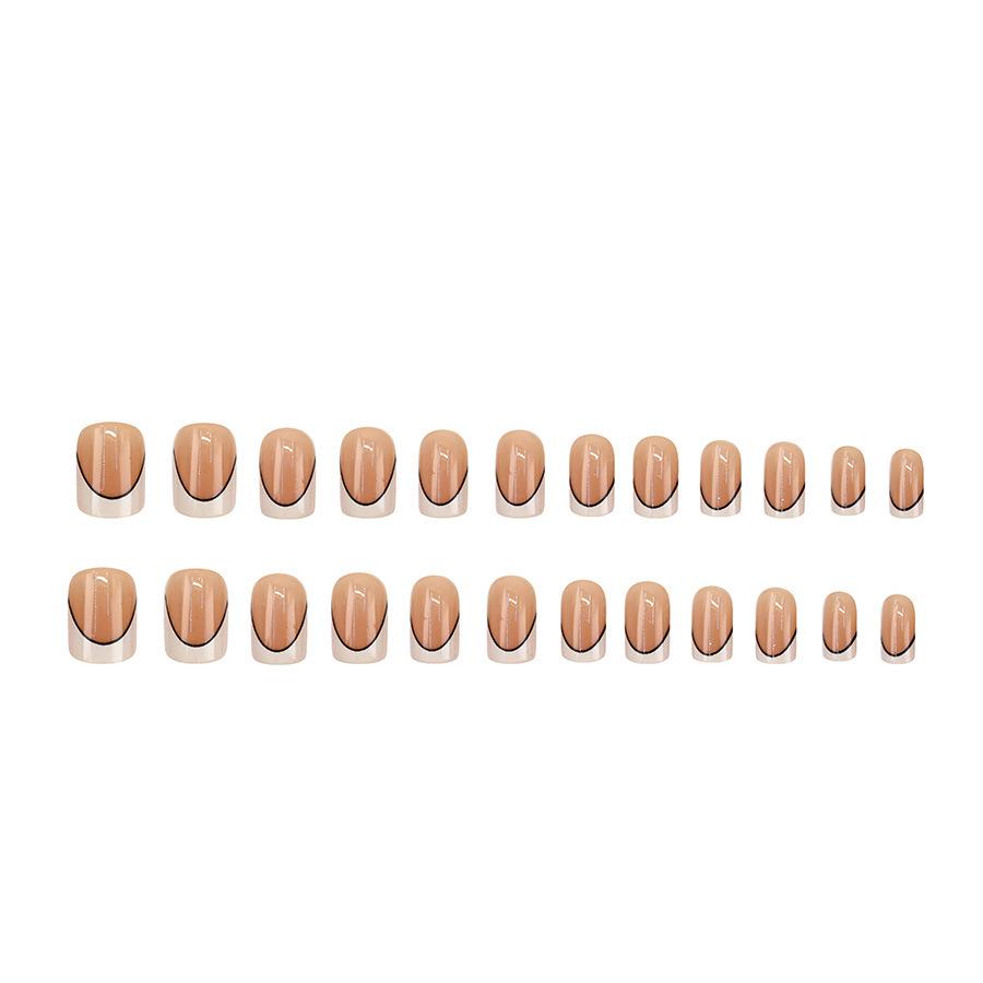 Elegant Light Pink Crescent Edge Nail Art – Simple High-End European & American Style Fake Nails