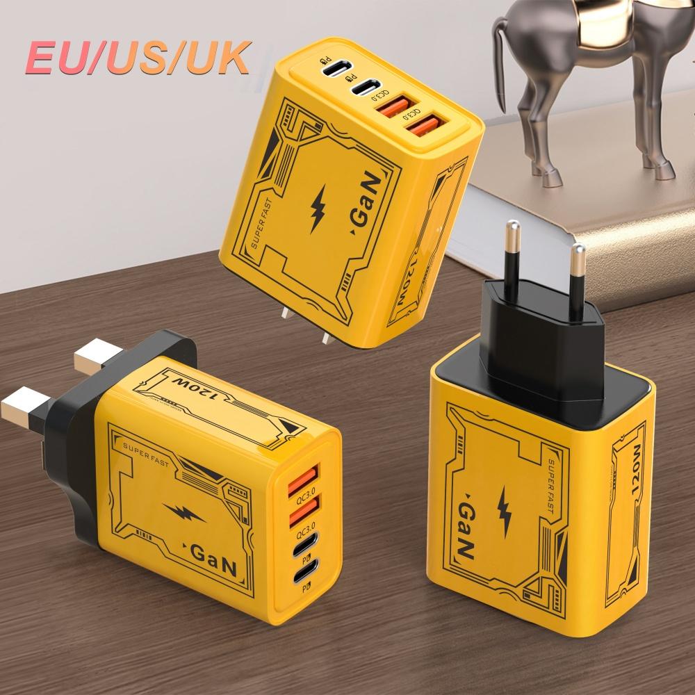 4 Ports 120W USB C PD Charger Quick Charge 3.0 Type C USB Fast Phone Charger Adapter for iPhone 16 15 14 Samsung Xiaomi