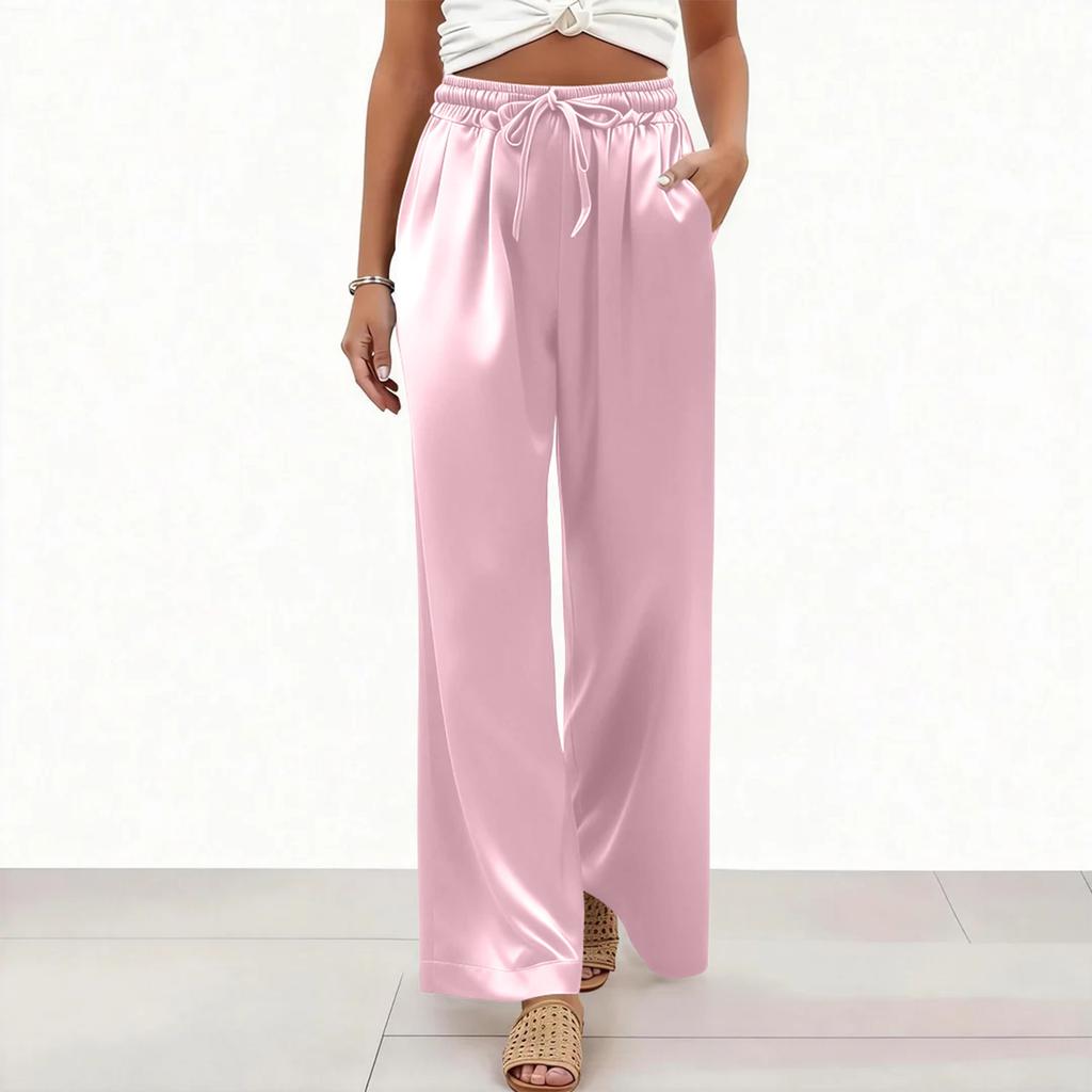 Womens Palazzo Pants Summer Casual Flowy Wide Leg Trousers Beach Travel Vacation Outfits
