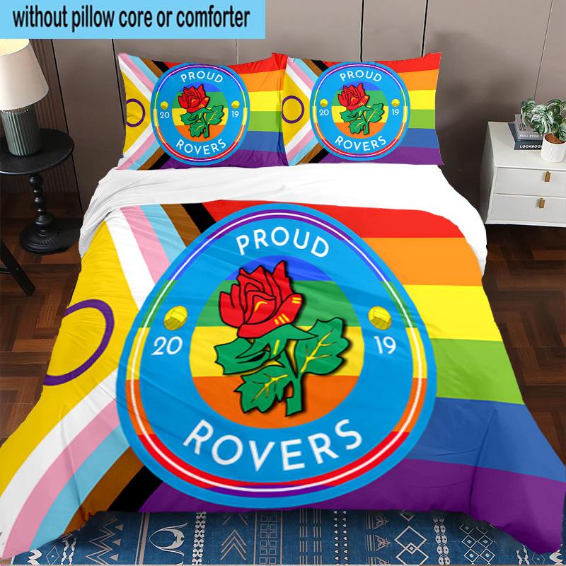 3PCS Blackburn Rovers Fc Crest Printed Bedding Set, Includes A Duvet Cover and Two Pillowcases for Bedroom, Suitable for All Seasons
