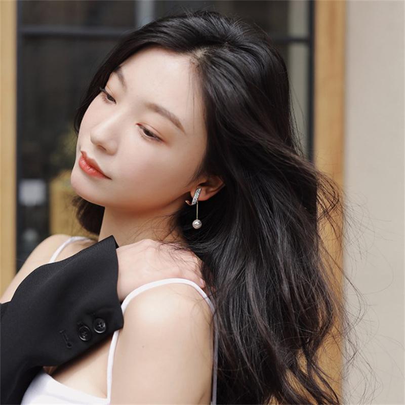 Korean Fashion Geometric Metal Pearl Pendant Drop Earrings For Woman Gothic Girl'S Elegant Jewelry Wedding Set Accessories