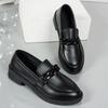 Fashion Chain Decor Patent Leather Women's Loafers Comfortable Slip On Med Heel Student Shoes Woman Plus Size Point Toe Oxford Shoes 42