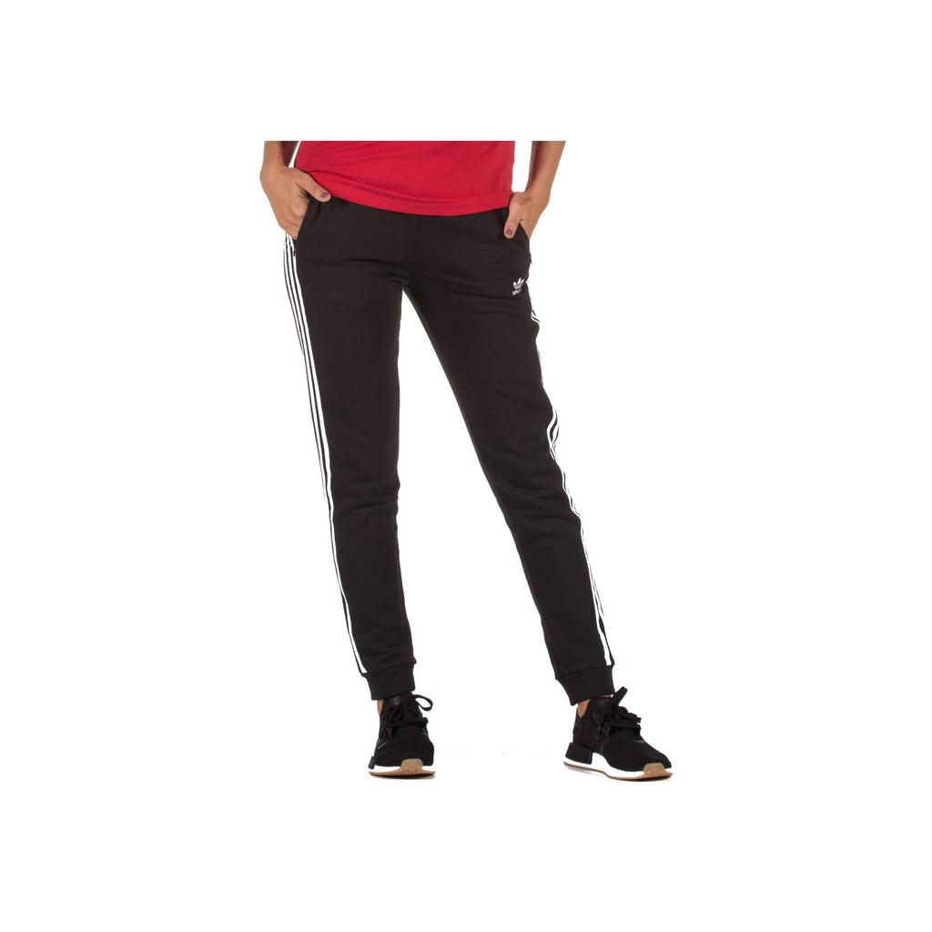Adidas Originals Trefoil Logo Print Striped Elastic Sports Pants Women Bottoms Black DN8134