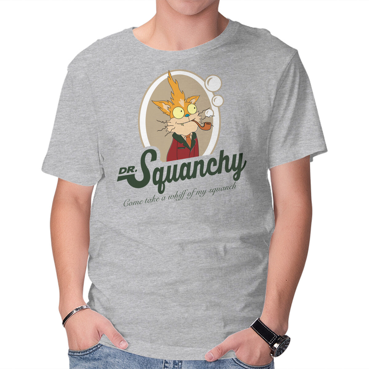 Unisex Crew Neck T-Shirt Dr Squanchy Graphic Short Sleeve Casual Tee S