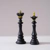 Small International Chess Resin Ornament - Desktop Decor with King, Queen & Horse Pieces