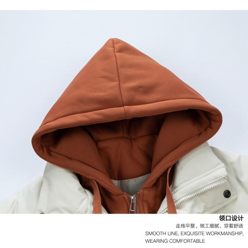Winter Windproof Thickened Stand-up Collar Contrast Men's Winter Windproof Thickened Couple Bread Jacket Trendy Cotton Clothes