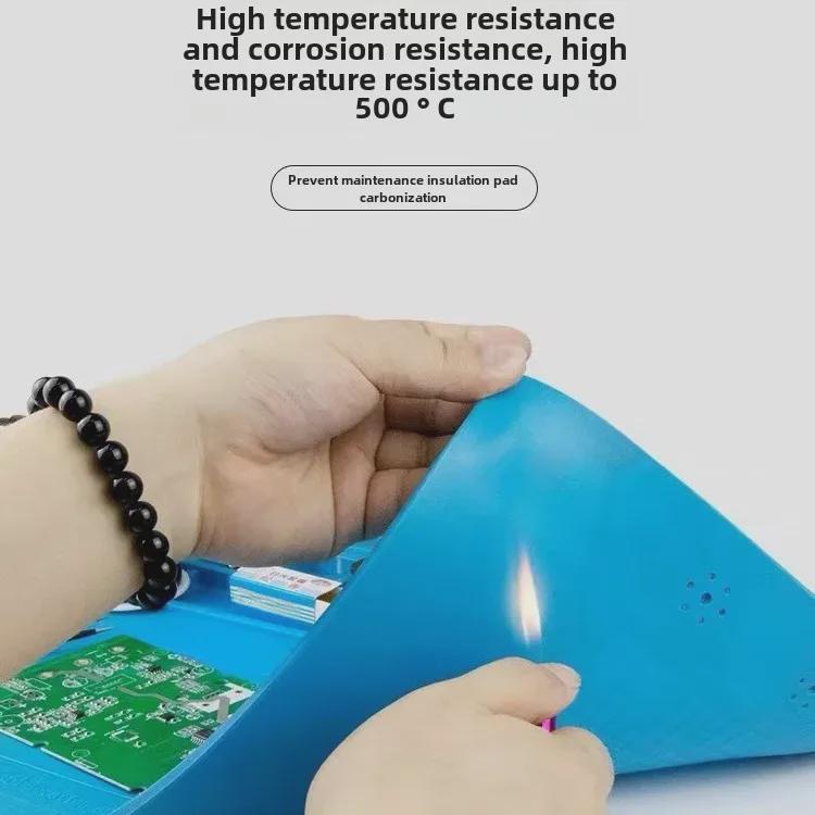 Reparationsplatta i silikon: Antistatisk, Magnetiskt skruvverktyg, Högtemperaturbeständig isolering för reparationer av mobiltelefoner och datorer.