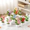 Sunflowers Crochet Flower Pots Artificial Hand Woven Flowers Finished Girasol Crochet Plant Wedding Guest Gifts Desktop Ornament