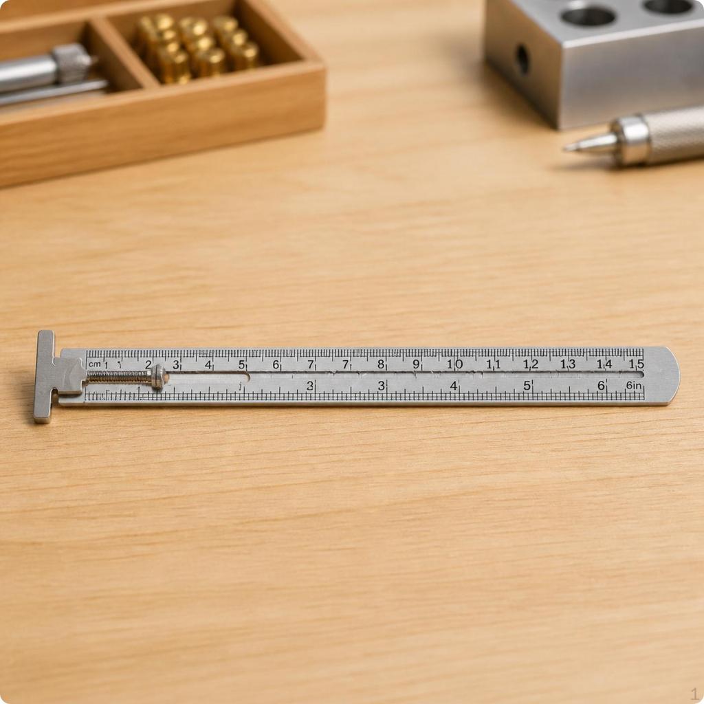 Stainless Steel Ruler with Pen Holder bilateralScale Pocket Removable Plate