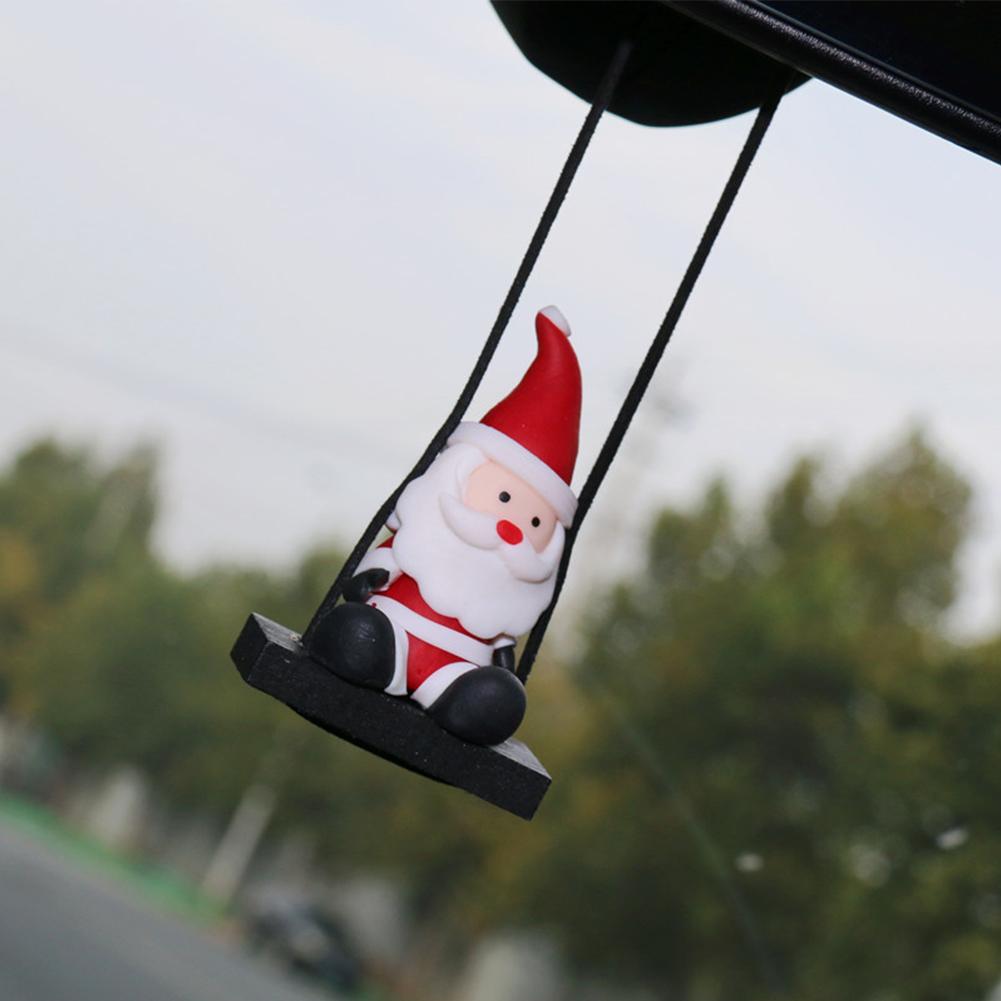 Cute Santa Claus Hanging Ornaments Auto Rearview Mirror Pendant Swinging Decoration Car Interior Accessories Decor