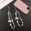 Aesthetic Pearl Phone Strap with Camellia Charm, Beaded Phone Lanyard for Mobile Case, Fashion Anti-Loss Chain for Bag