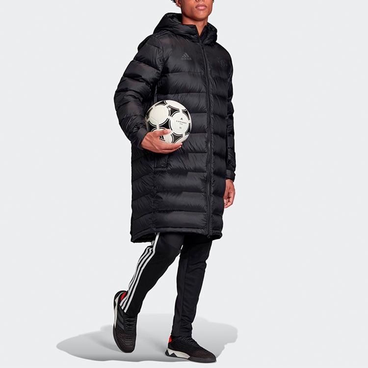 Adidas Warm Solid Color Soccer Hooded Down Jacket Men Outerwear Black FU1316