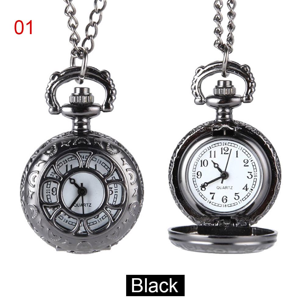Orologio da tasca moda retrò per uomo donna, bronzo, quarzo, lega, cassa cava con ingranaggi scolpiti, con catena