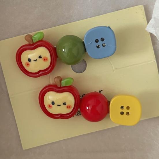 2Pcs Girl Hairpins Fruit Decor Stable Grip No Damage Bangs Side Clips Anti-slip Teeth Summer Color Hair Accessories