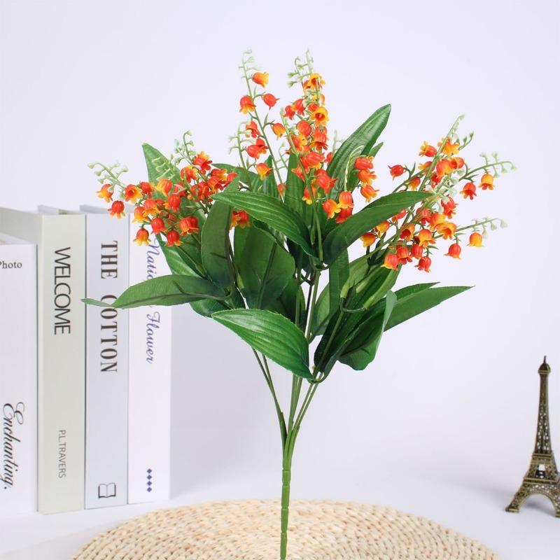 2 Pcs Artificial Plants Campanula Flowers Fake Plants Plastic Flower Artificial Grass for Home Garden Outdoor Desktop Decoration