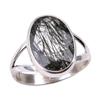 Natural Black Rutile Gemstone 925 Solid Sterling Silver Jewelry Ring Size 7 A5m77