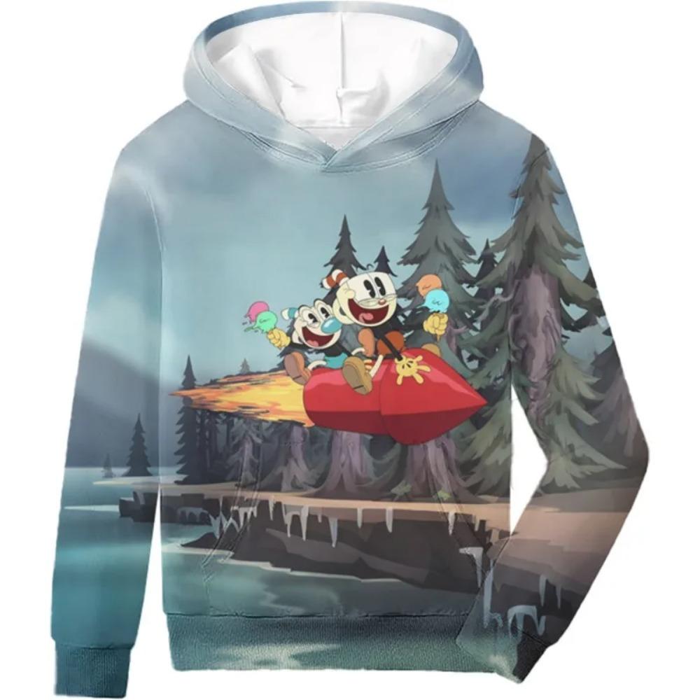 Cuphead Children's  Fleece 3D Print Hoodies Anime New Boysgirls 3D GAME Graphic Printing High Quality Comfortable Sweatshirts 3D Printed Tops
